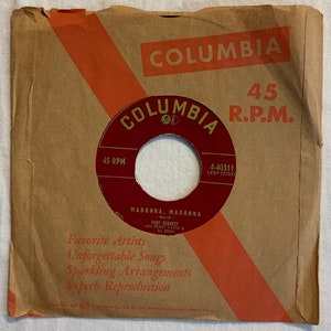 Tony Bennet With Percy Faith and His Orchestra Not As A Stranger and Madonna, Madonna Vintage Vinyl Record Album 45 1954