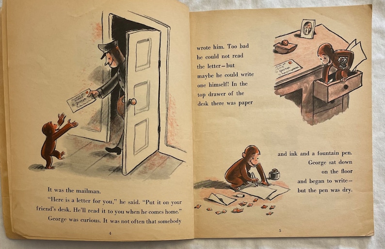 Curious George Gets A Medal by H.A. Rey Vintage Paperback Book 1967 - Etsy