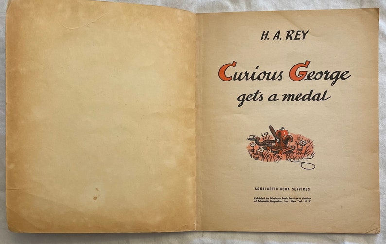 Curious George Gets A Medal by H.A. Rey Vintage Paperback Book 1967 - Etsy