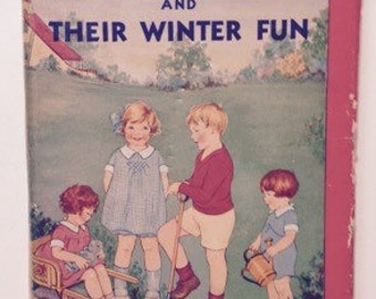 Four Little Blossoms And Their Winter Fun by Mabel C. Hawley Vintage Antique Hardcover Book 1920