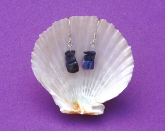 Sodalite and Sterling Silver Earrings, Blue gemstone earrings, Hypoallergenic earrings, Sagittarius earrings