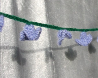 Bluebell garland, crochet bluebell bunting