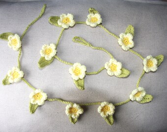 primula flower garland. yellow primrose crochet bunting