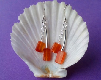 Carnelian and sterling silver dangle earrings