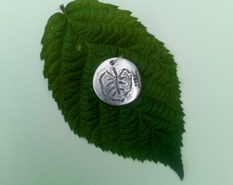 Silver Ogham Pendant, Coll, Hazel, Celtic pendant, August September birth sign, Pagan Jewellery, Druid Jewellery, Nature pendant, Leaf