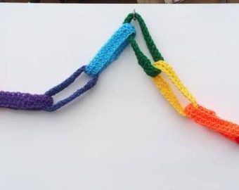 Rainbow crochet chain garland, eco party 'paper chain' style bunting