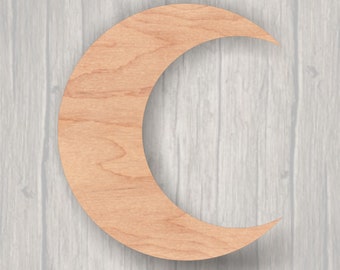 Crescent Moon Wood Cutout, Unfinished Baltic Birch, Craft DIY
