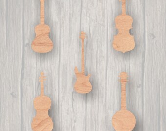 Unfinished Baltic Birch Music Instrument Cutout, DIY Craft