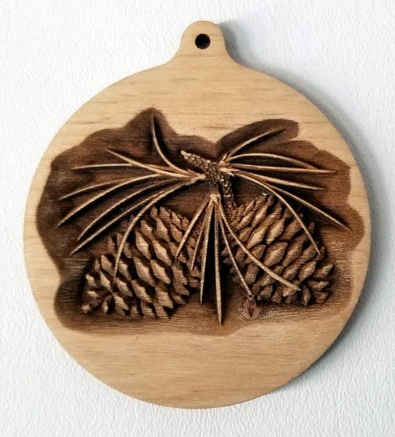 3D Wooden Ornament. Pine Cone 2. Laser Engraved. Unfinished Etsy