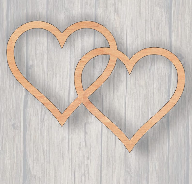 Double Offset Hearts Frame. Unfinished Wood Cutout. Wood Cutout. Laser ...