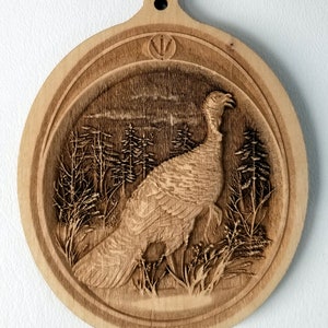 3D Ornaments. Turkey Ornament.  Laser Engraved.  Unfinished Wood.