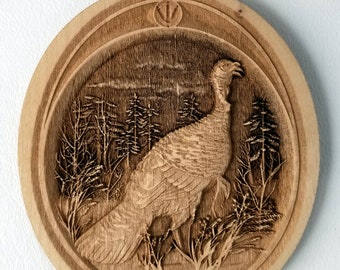 3D Ornaments. Turkey Ornament.  Laser Engraved.  Unfinished Wood.