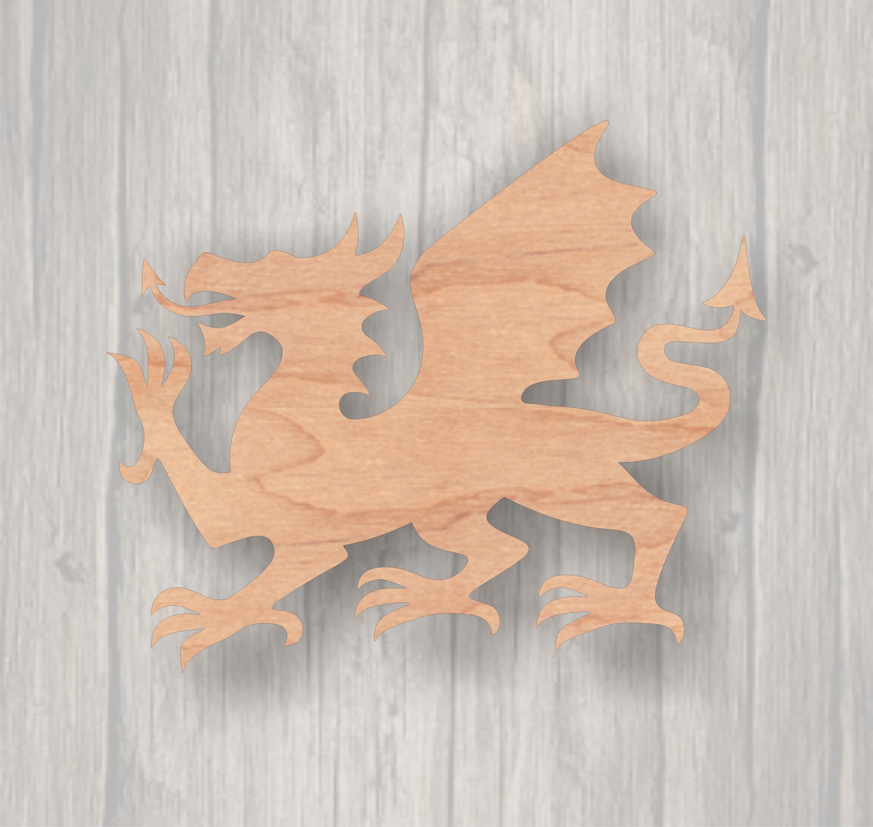 Welsh Dragon. Unfinished wood cutout. Wood cutout. Laser Etsy