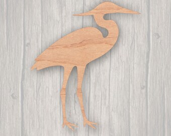 Heron.  Unfinished wood cutout. Wood cutout. Laser Cutout. Wood Sign. Sign blank. Ready to paint. Door Hanger. Wildlife