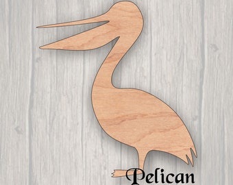 Pelican. Unfinished wood cutout.  Wood cutout. Laser Cutout. Wood Sign. Sign blank. Ready to paint. Door Hanger. Wildlife