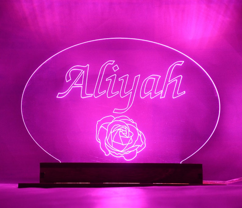 Customizable LED Sign with Wood Base, USB Powered image 4