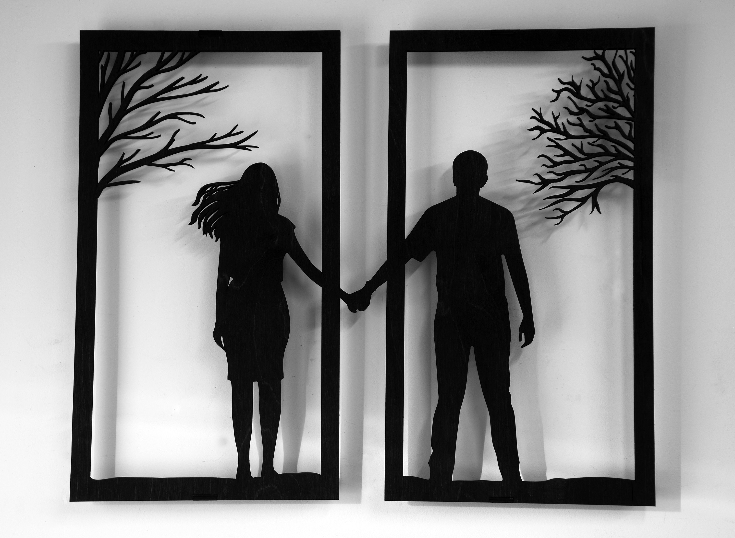 Couple Black Silhouette Holding Hands