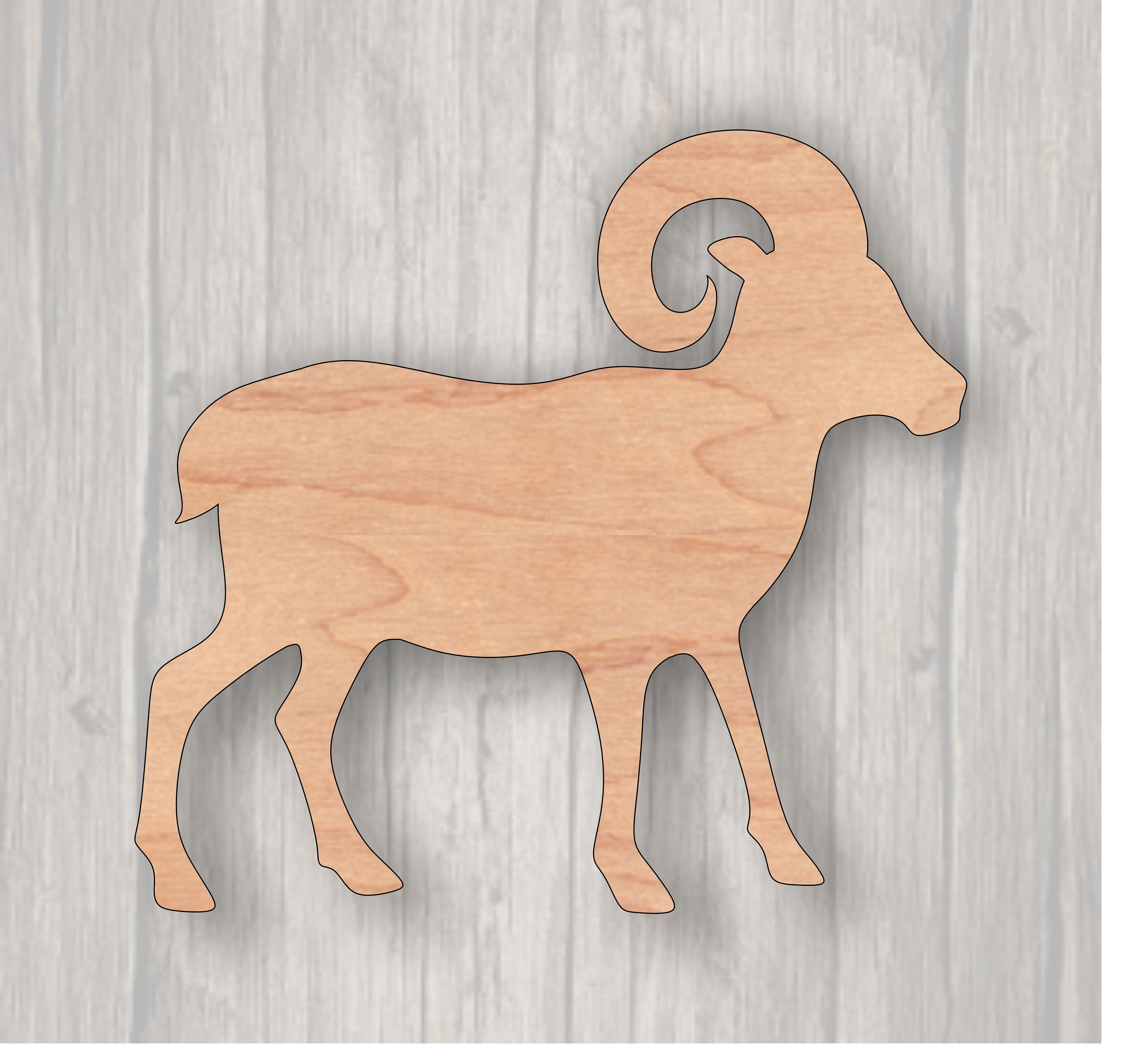 Ram. Unfinished wood cutout. Wreath Accent. Wood cutout. Laser Cutout. Wood Sign. Sign blank. Ready to paint. Door Hanger.
