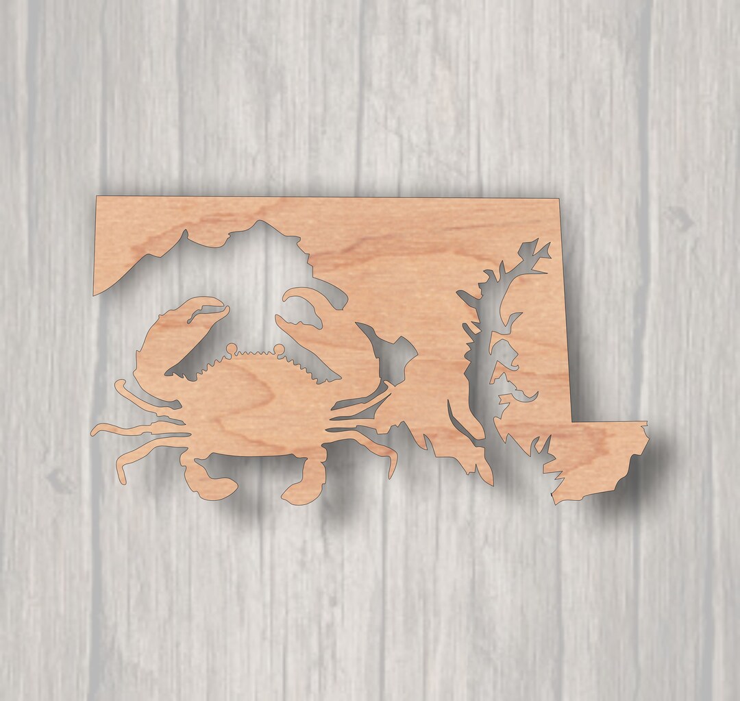 Crab MD. Unfinished Wood Cutout. Laser Cutout. Wreath Accent. Etsy