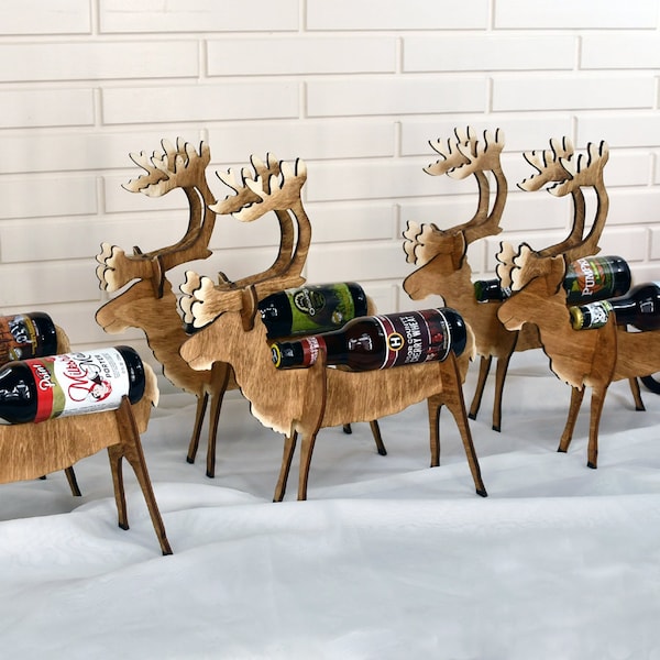 ReinBeer wood beer bottle display home decor beer gift Christmas tabletop beer display centerpiece