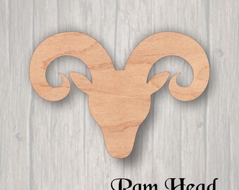Ram Head. Unfinished wood cutout.  Wood cutout. Laser Cutout. Wood Sign. Sign blank. Ready to paint. Door Hanger.