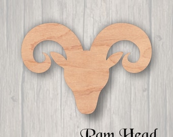 Ram Head. Unfinished wood cutout.  Wood cutout. Laser Cutout. Wood Sign. Sign blank. Ready to paint. Door Hanger.