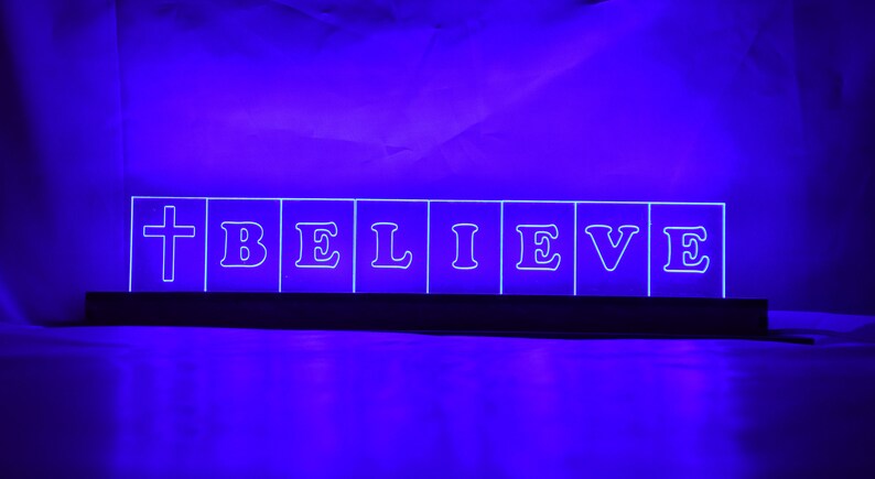 Customizable LED Sign with Wood Base, USB Powered image 2