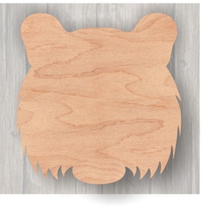 Tiger Face.  Unfinished wood cutout.  Wood cutout. Laser Cutout. Wood Sign. Sign blank. Ready to paint. Door Hanger. Animal