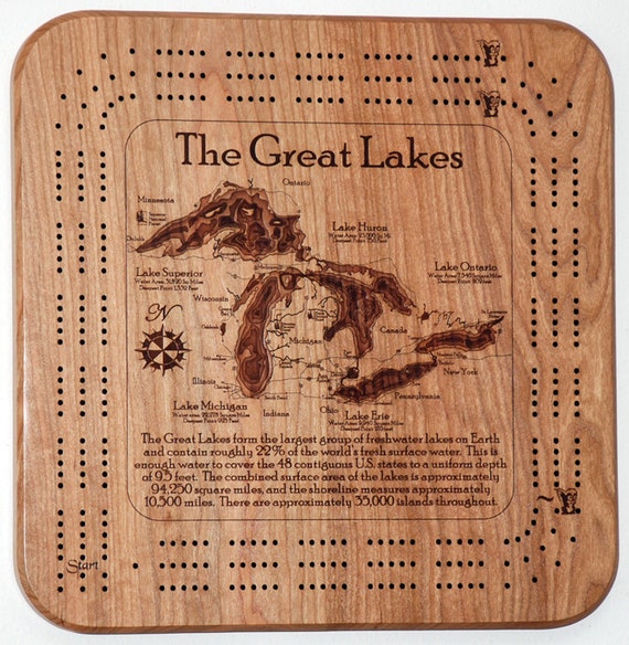Great Lakes 3 Player Cribbage Board 3d Solid Cherry Free Etsy