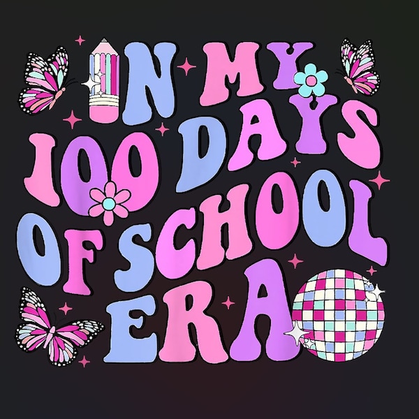 Retro In my 100 days of school era Svg Png, 100 days of school SVG, Retro Apple Png, 100 days of school Teacher Shirt, Sublimation design