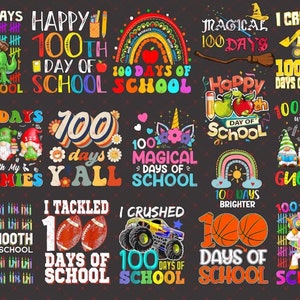 100 Days of School PNG Bundle, 100th Day of School Png, 100 Days Png, Teacher Png, School Png, Sublimation design, Digital Download