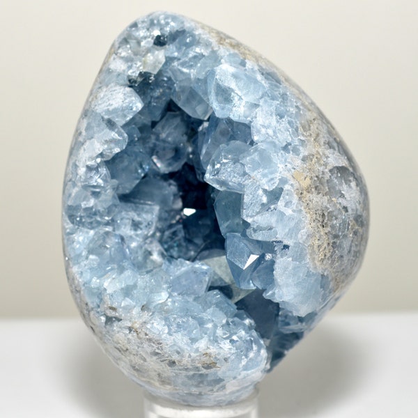 3.25" Celestite Crystal Egg Ice Sky Blue Celestine Geode Natural Sparkling Druzy Quartz Cluster Metaphysical Healing Mineral Stone Egg AA58