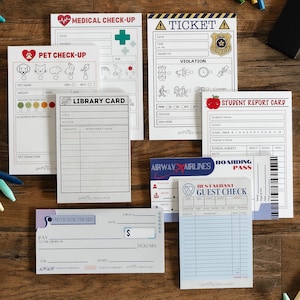Pretend Play Notepad Set for Kids | Role Play Notepads – Doctor & Vet Check-ups, Police, Teacher, Restaurant, Boarding Pass