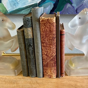 Vintage LE Smith Frosted Glass Rearing Horses Bookends//Pair of MidCentury Horse Art Deco Bookends