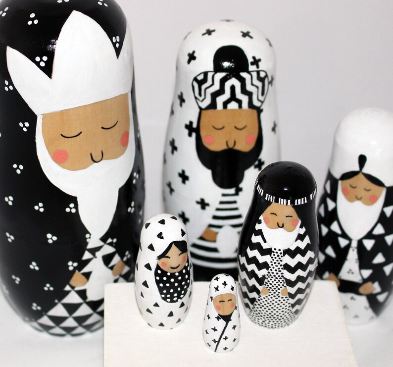 Nativity Set Russian Nesting Dolls HANDPAINTED Modern Etsy