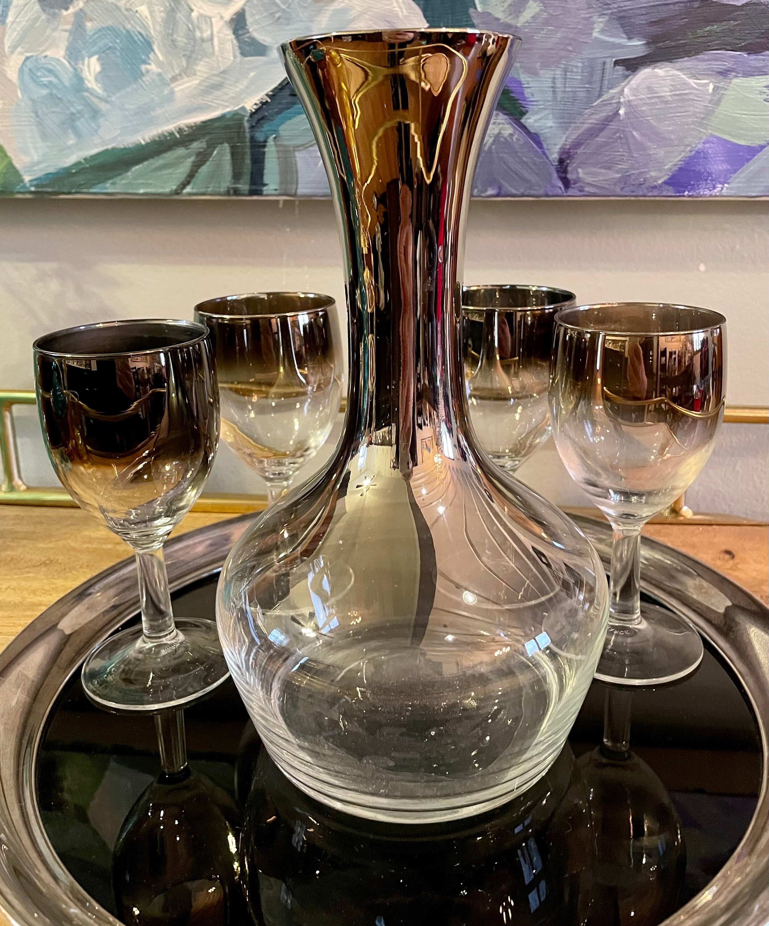 Vintage Dorothy Thorpe Mercury Fade Luminarc (arcoroc) Decanter 