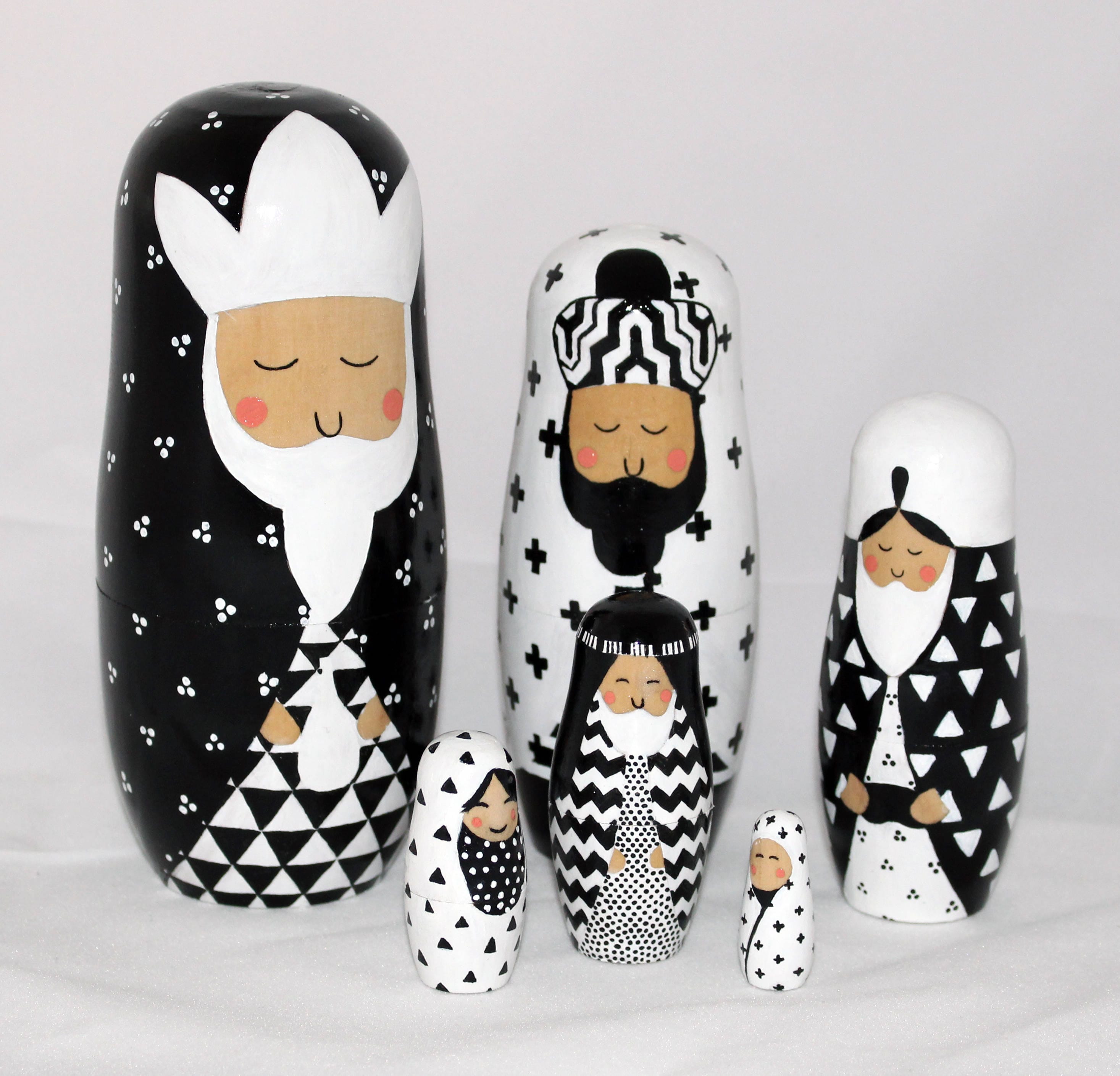 Nativity Set Russian Nesting Dolls HANDPAINTED Modern Etsy