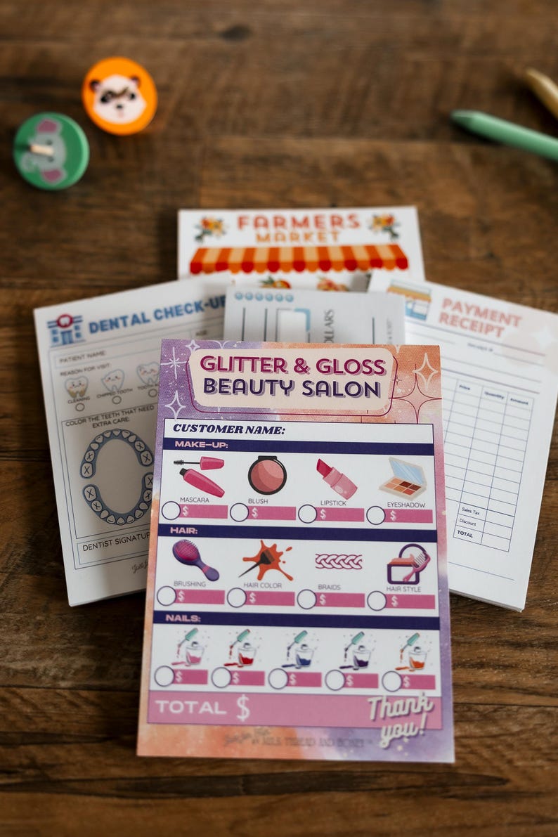 Saloon Notepad Pretend Play Notepad Set: Dentist, Store, Salon, Market, Checks - Etsy