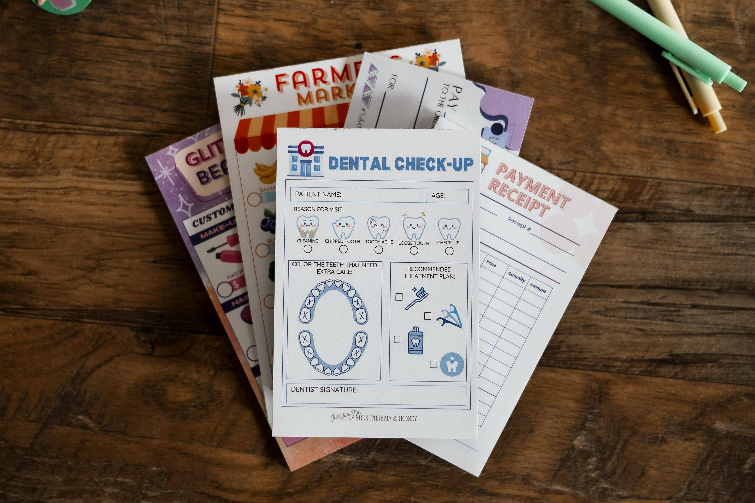 Saloon Notepad Pretend Play Notepad Set: Dentist, Store, Salon, Market, Checks - Etsy