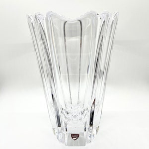 Vintage Orrefors Sweden Crystal Corona Vase by Lars Hellsten c. 1978