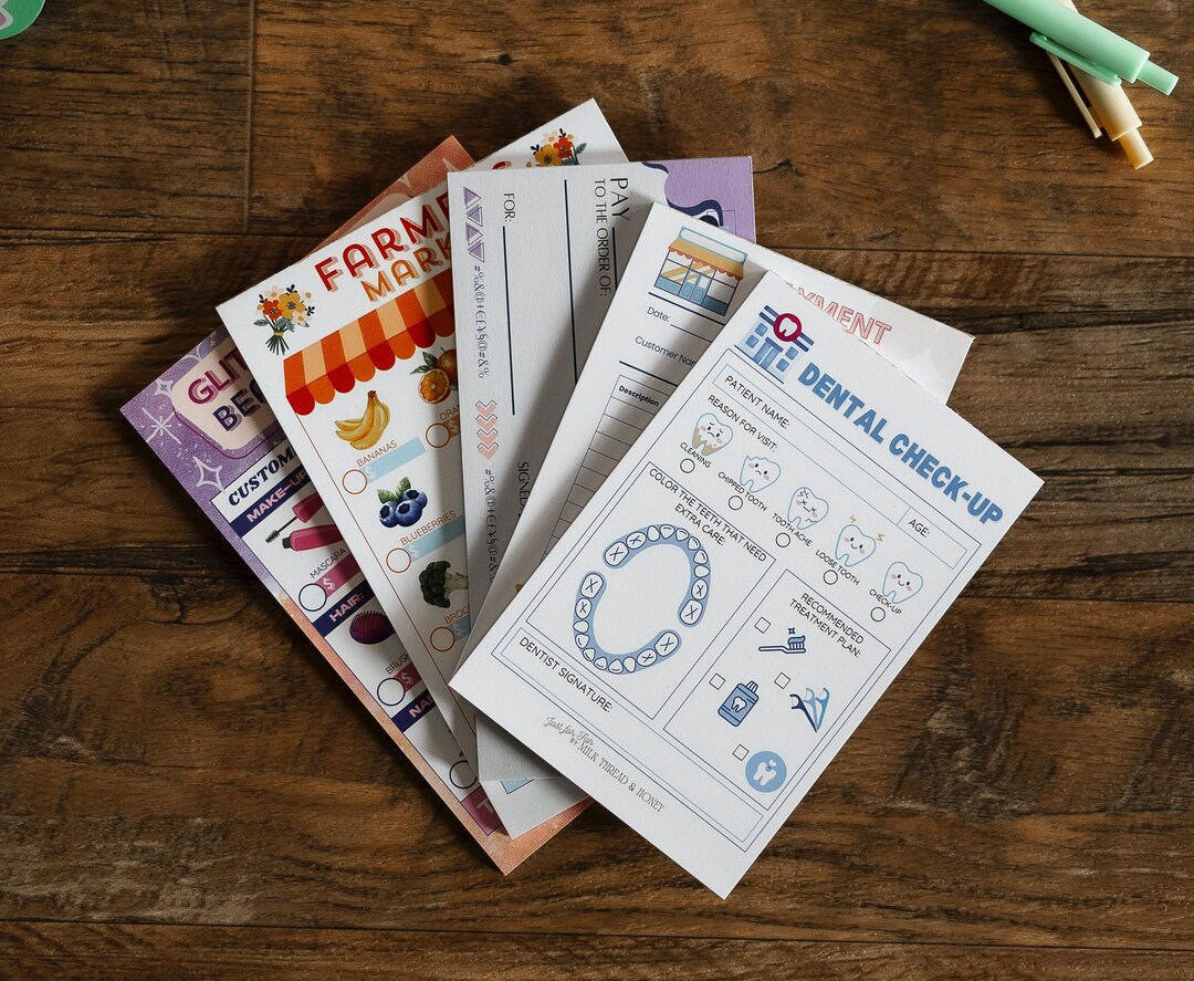 Saloon Notepad Pretend Play Notepad Set: Dentist, Store, Salon, Market, Checks - Etsy