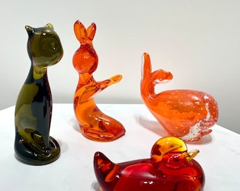 Vintage Viking Glass Animal Figurines: Mid-century Modern Decor - Etsy