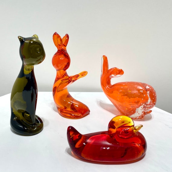 Vintage Viking Glass Animal Figurines: Mid-century Modern Decor - Etsy