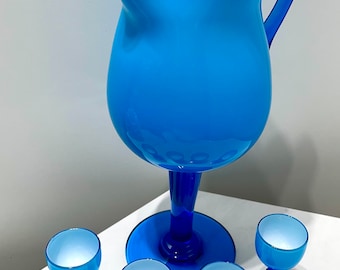 Carlo Moretti Turquoise White Cased Tall Stem Glasses - Set of 3