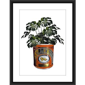 Vintage Boho Schwarz Treacle Rotes Glas Boho Blumen A4 Poster. Retro Stil Küche, Speisekammer, Esszimmer. Ungewöhnliche Kunst