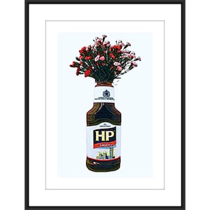 Vintage Boho hp Braune Soßendose Flasche Blumen A4 Poster. Küche, Esszimmer, Vorratskammer. Wanddeko Retro. Gewürz bild geschenk.