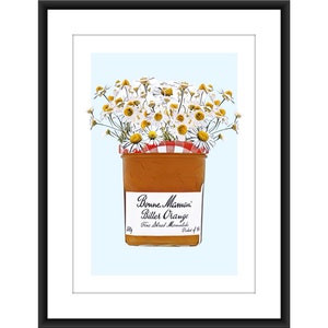 Küche Druck Orange Marmelade,Cottage, Food Art A4 Druck, Frühstück, Französische Marmelade, Gänseblümchen, wilder Anhänger, Esszimmer, Kochen Geschenk