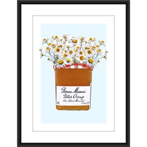 Kitchen print orange marmalade,cottage, food art A4 print, breakfast, French jam, daisy,wild follower,dining room,cooking gift