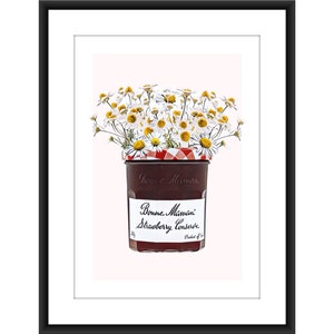 Erdbeermarmelade, A4 Posterdruck Obst Diner Food Art, Frühstück, Küche, Gänseblümchen, wilder Anhänger, Esszimmer, Kochen