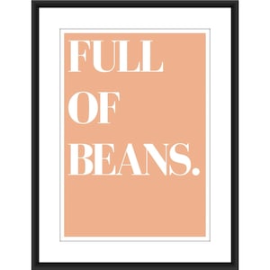 Voller Bohnen Boho Heinz Bohnen Blumen Pflanze A4 Poster. Küche, Esszimmer, Pantry Wanddeko orange. Kochen,Geschenk